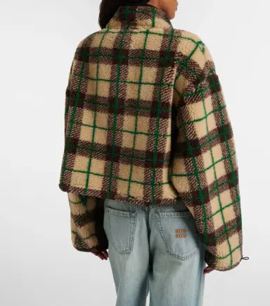 Miu Miu Plaid cropped fleece jacket | Thumbnail 5 Miu Miu Plaid cropped fleece jacket | Thumbnail 5
