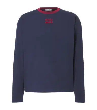 Miu Miu Logo cotton jersey T-shirt | Thumbnail 1 Miu Miu Logo cotton jersey T-shirt | Thumbnail 1