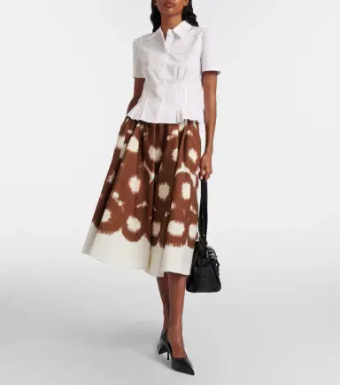 Prada Printed cotton canvas midi skirt | Thumbnail 3