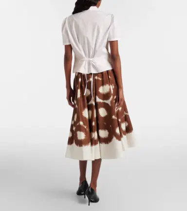 Prada Printed cotton canvas midi skirt | Thumbnail 5