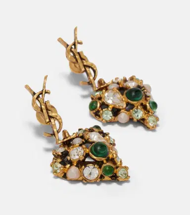 Saint Laurent Cassandre embellished drop earrings | Thumbnail 2