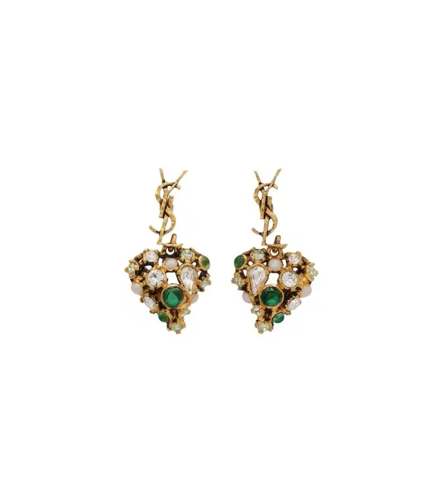 Saint Laurent Cassandre embellished drop earrings