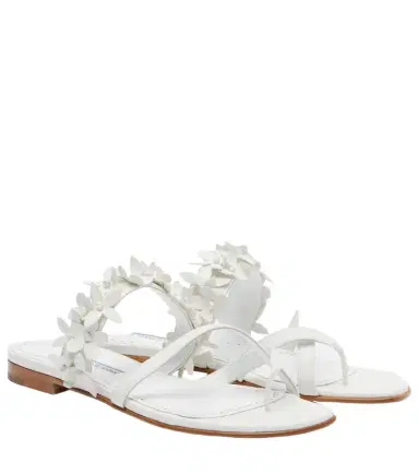 Manolo Blahnik Fiosa appliqué leather thong sandals | Thumbnail 1