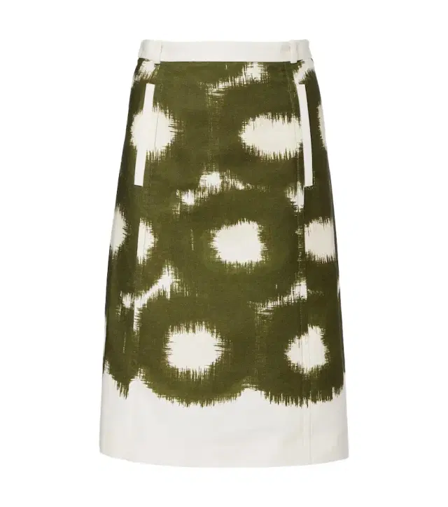 Tie-dye cotton canvas midi skirt