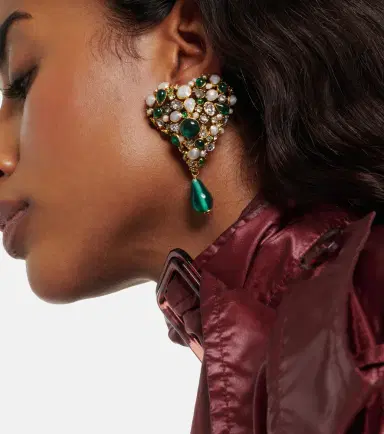 Saint Laurent Embellished clip-on earrings | Thumbnail 5