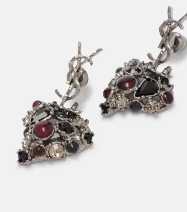 Saint Laurent Cassandre embellished drop earrings | Thumbnail 2