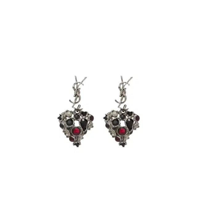 Saint Laurent Cassandre embellished drop earrings