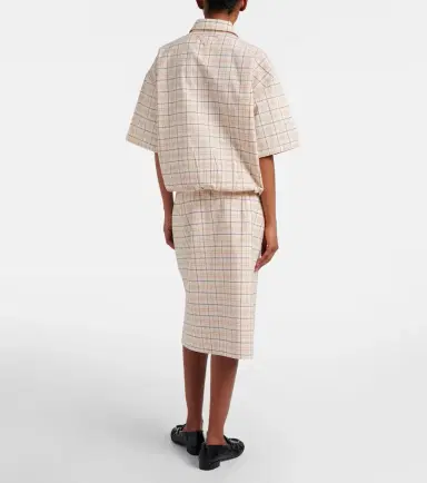 Prada Checked cotton poplin pencil skirt | Thumbnail 3