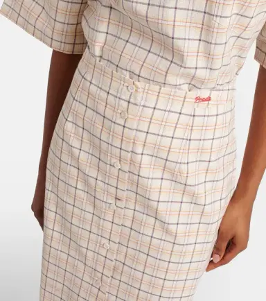 Prada Checked cotton poplin pencil skirt | Thumbnail 5
