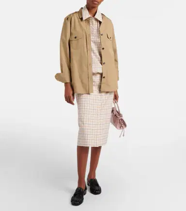 Prada Checked cotton poplin pencil skirt | Thumbnail 6