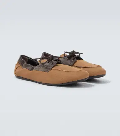 Prada Shuffle leather-trimmed canvas boat shoes | Thumbnail 2