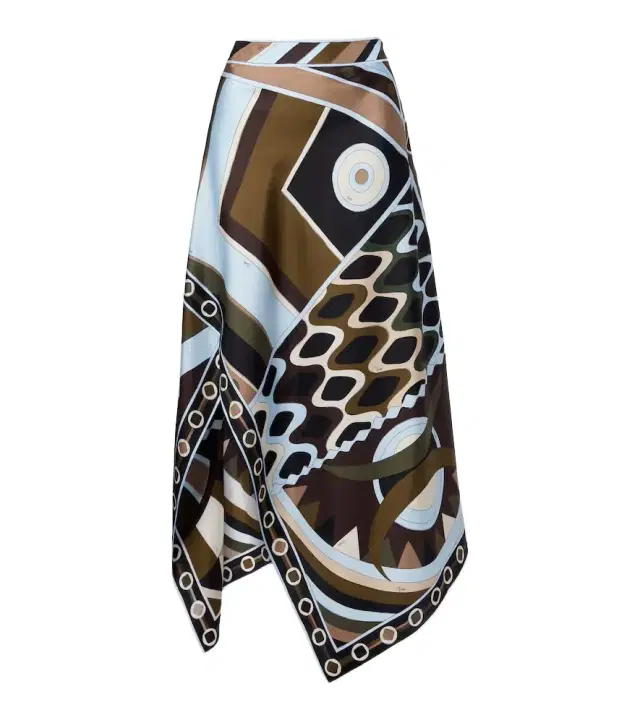 Vivara asymmetric silk twill midi skirt