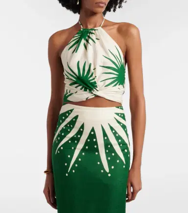 Cala de la Cruz Lodi printed halterneck linen crop top | Thumbnail 3 Cala de la Cruz Lodi printed halterneck linen crop top | Thumbnail 3