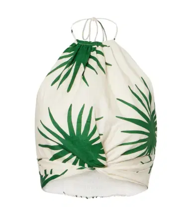 Cala de la Cruz Lodi printed halterneck linen crop top | Thumbnail 1 Cala de la Cruz Lodi printed halterneck linen crop top | Thumbnail 1