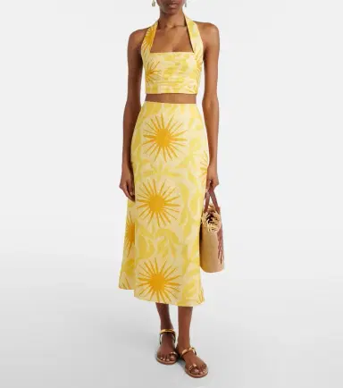 Cala de la Cruz Fuji printed halterneck linen crop top | Thumbnail 4