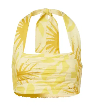 Cala de la Cruz Fuji printed halterneck linen crop top | Thumbnail 1