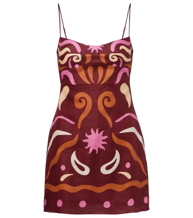 Lucca printed linen minidress