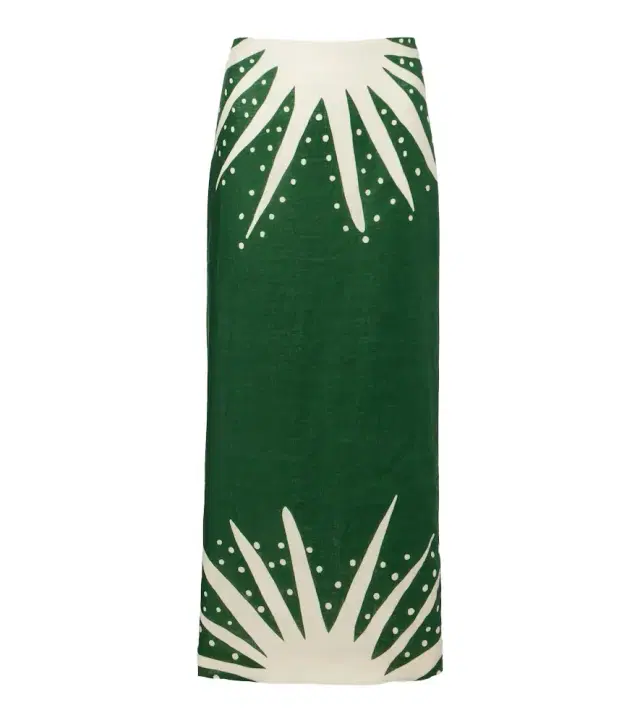Bruna printed linen midi skirt
