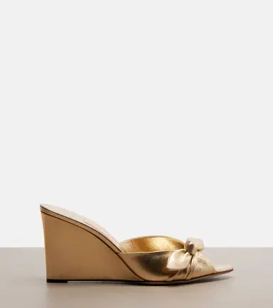 Jimmy Choo Livi metallic leather wedge mules | Thumbnail 4