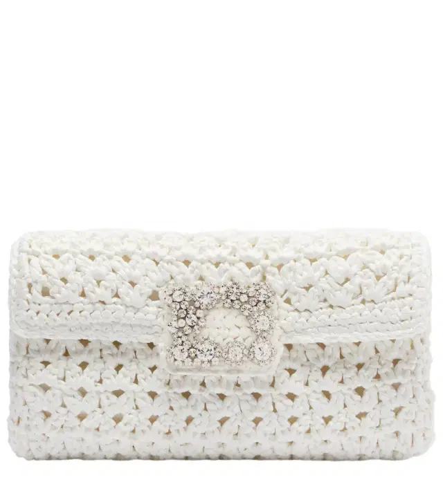 Roger Vivier Jeu De Fille embellished crochet clutch