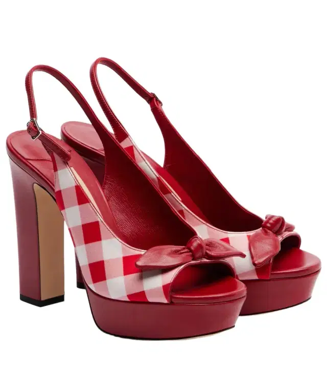 Ziva checked peep-toe pumps