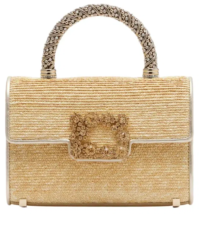 Jewel Efflorescence Mini straw tote bag