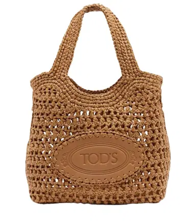 Tod's Logo leather-trimmed raffia top-handle bag | Thumbnail 1 Tod's Logo leather-trimmed raffia top-handle bag | Thumbnail 1