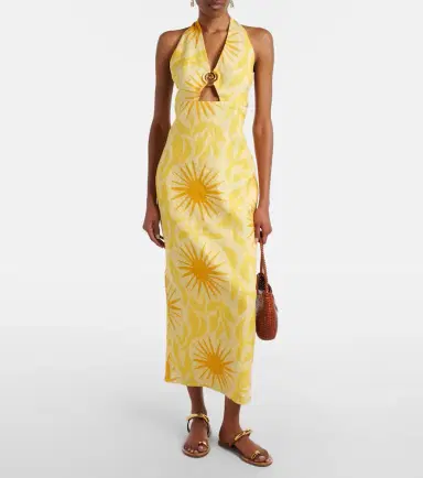 Cala de la Cruz Orly printed cutout linen midi dress | Thumbnail 6 Cala de la Cruz Orly printed cutout linen midi dress | Thumbnail 6