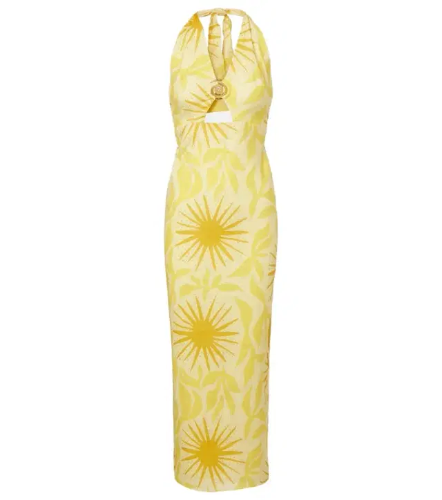 Orly printed cutout linen midi dress