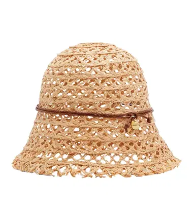 Ruslan Baginskiy Leather-trimmed straw bucket hat | Thumbnail 1