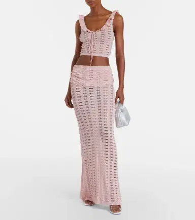Aya Muse Ruffled pointelle crop top | Thumbnail 4