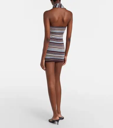 Aya Muse Knitted scarf-detail striped minidress | Thumbnail 2