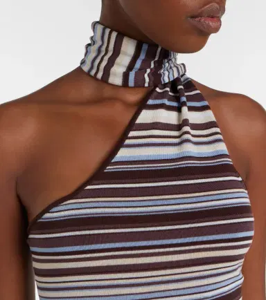 Aya Muse Knitted scarf-detail striped minidress | Thumbnail 3