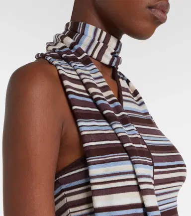 Aya Muse Knitted scarf-detail striped minidress | Thumbnail 4