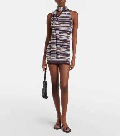 Aya Muse Knitted scarf-detail striped minidress | Thumbnail 5