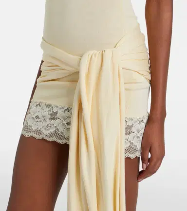 Aya Muse Lace-trimmed halterneck silk and cotton minidress | Thumbnail 3