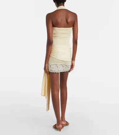 Aya Muse Lace-trimmed halterneck silk and cotton minidress | Thumbnail 5