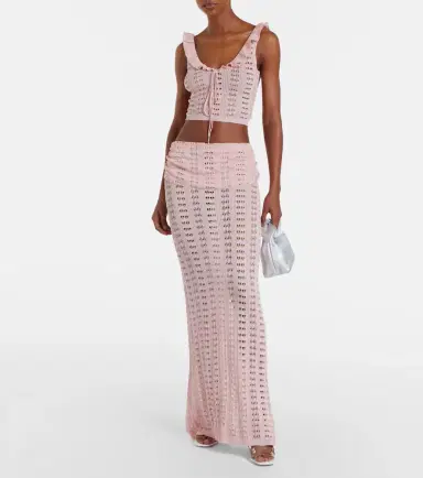 Aya Muse Draped pointelle maxi skirt | Thumbnail 3