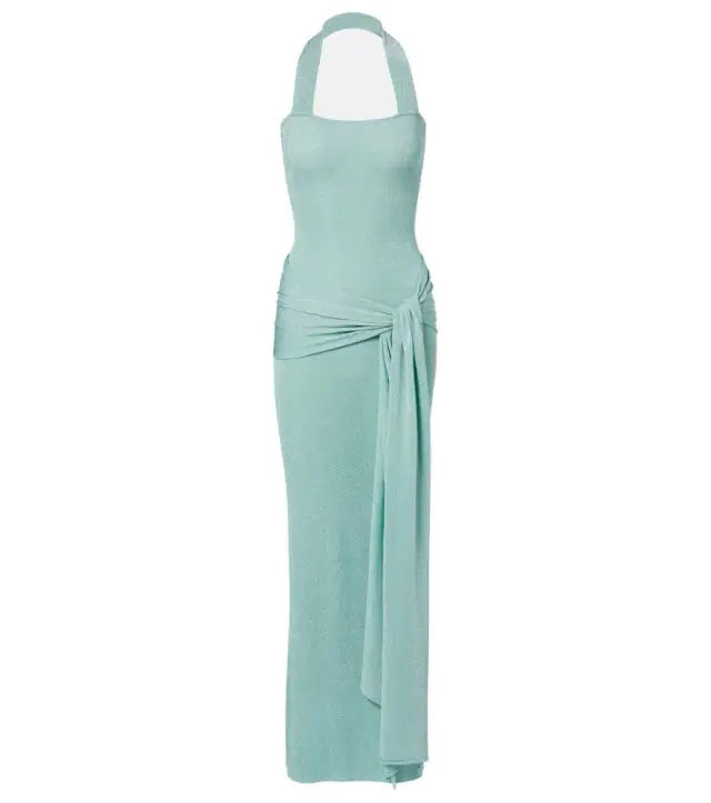 Aya Muse Knitted lamé maxi dress
