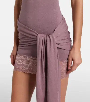 Aya Muse Lace-trimmed halterneck silk and cotton minidress | Thumbnail 3