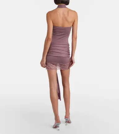 Aya Muse Lace-trimmed halterneck silk and cotton minidress | Thumbnail 5