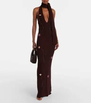 Aya Muse Stem floral-appliqué knitted maxi dress | Thumbnail 5