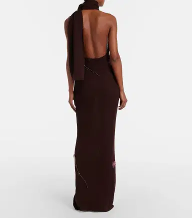 Aya Muse Stem floral-appliqué knitted maxi dress | Thumbnail 6