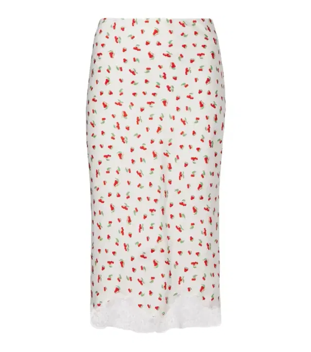 Fae lace-trimmed printed midi skirt