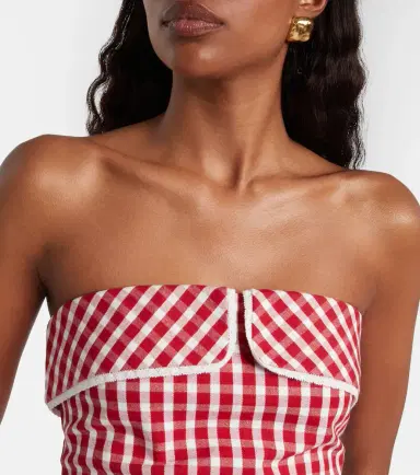 Posse Ebony gingham lace-trimmed cotton-blend top | Thumbnail 3