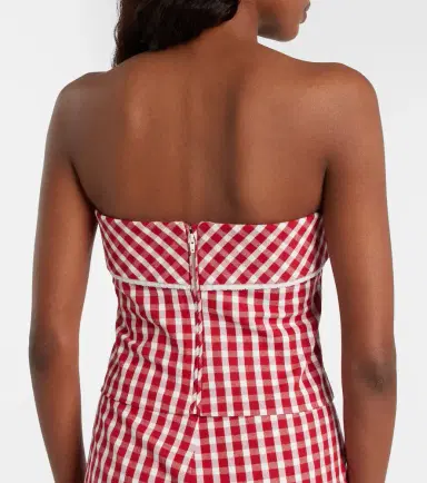 Posse Ebony gingham lace-trimmed cotton-blend top | Thumbnail 4