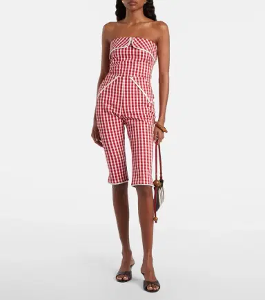 Posse Ebony gingham lace-trimmed cotton-blend top | Thumbnail 5