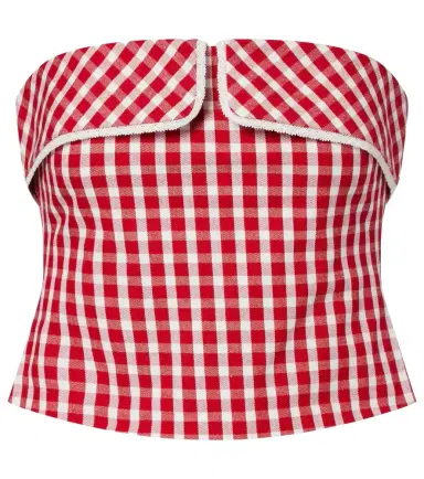 Posse Ebony gingham lace-trimmed cotton-blend top | Thumbnail 1