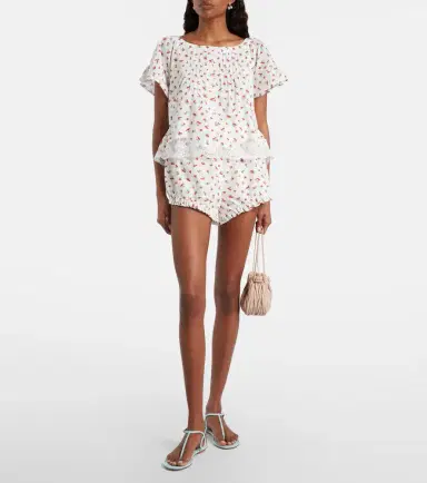 Posse Delia lace-trimmed printed cotton blouse | Thumbnail 3