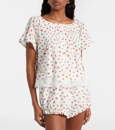 Posse Delia lace-trimmed printed cotton blouse | Thumbnail 5